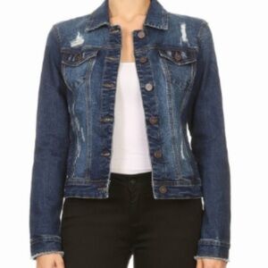 Denim Distressed Jean Jacket by Authentic Denim EN JEAN Collection Sz-M Z12